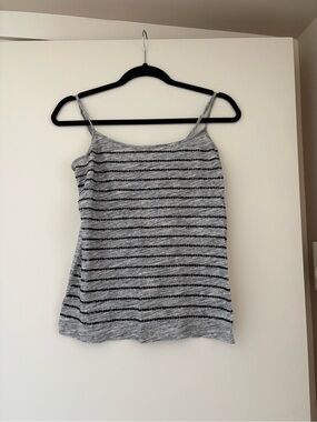 LOFT Gray and Black Striped Spaghetti Strap Camisole